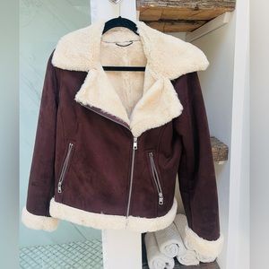 Banana Republic Faux Shearling lining brown jacket